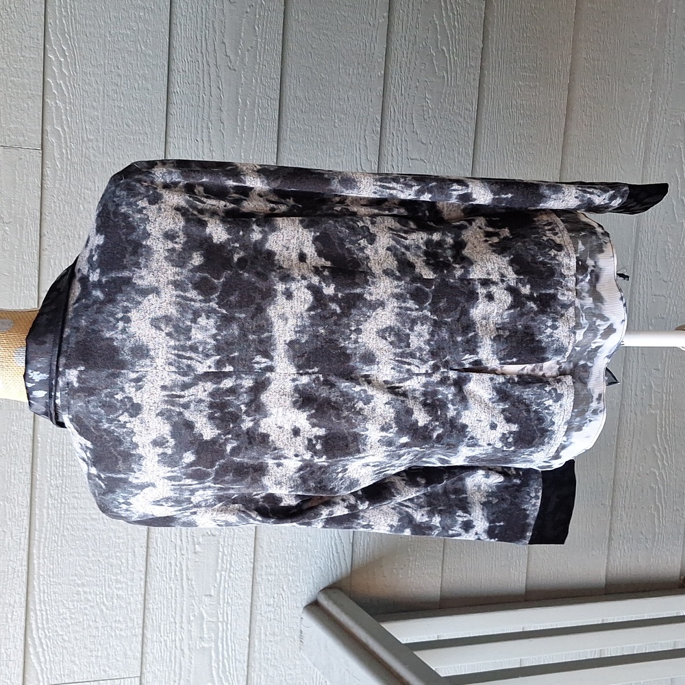 Vintage Y2K Alberto Makali Mixed Print Asymmetrical Hem Collared Cardi Blouse - Picture 4 of 7
